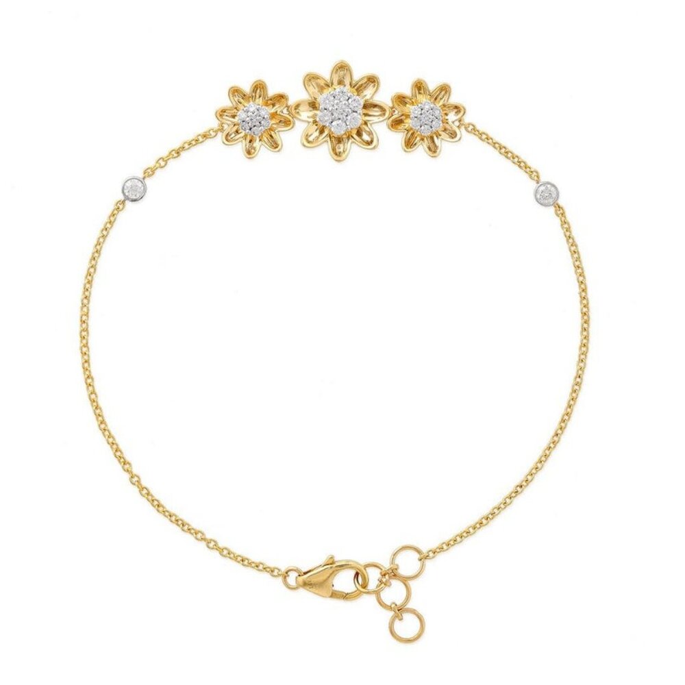 23 Fancy Golden 14K (or 18k upon request) Yellow Gold Diamond Link Bracelet